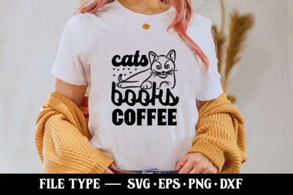 Cats Books Coffee: Versatile Graphics for T-Shirt & Branding Designs