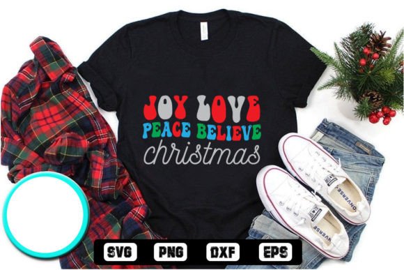 Joy Love Peace Believe Christmas Retro Design Review